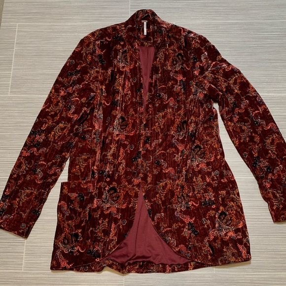 Free people crinkle velvet jacket blazer - Picture 4 of 8